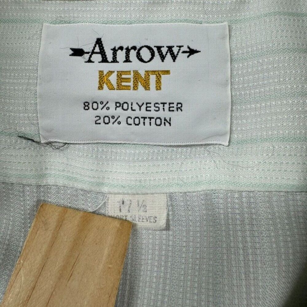 Vintage Arrow Kent Short Sleeve Shirt Mens 17.5 60s 70s‎ Striped Skate Grunge - Picture 3 of 8